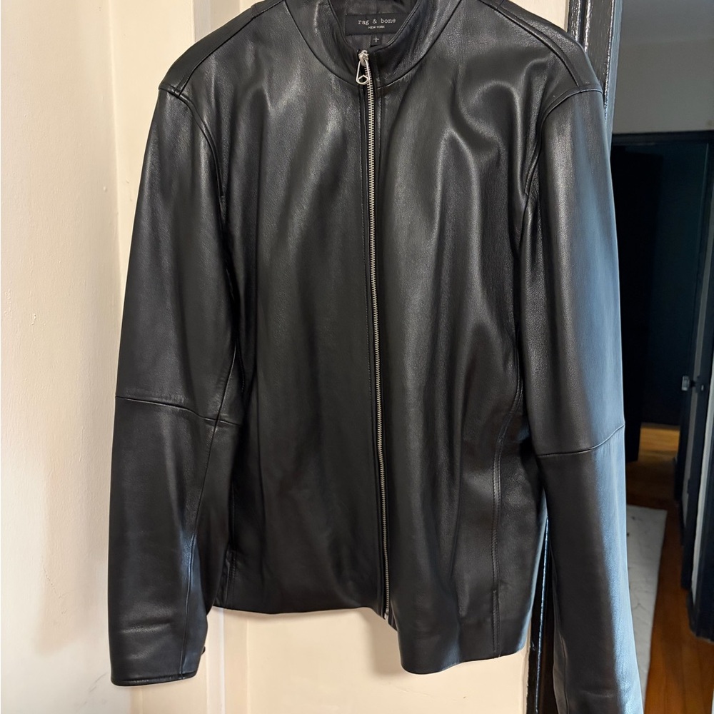 Rag & Bone Cafe Racer Leather Jacket in Black